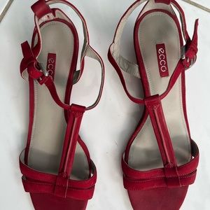 Ecco Red suede t strap wedge shoes, very good condition, nice longer needed